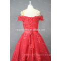 ED Bridal Off Shoulder Red Tulle with Lace Applique Lace Up Alibaba Prom Dress